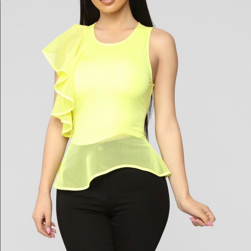 Afternoon ruffle top yellow xsmall